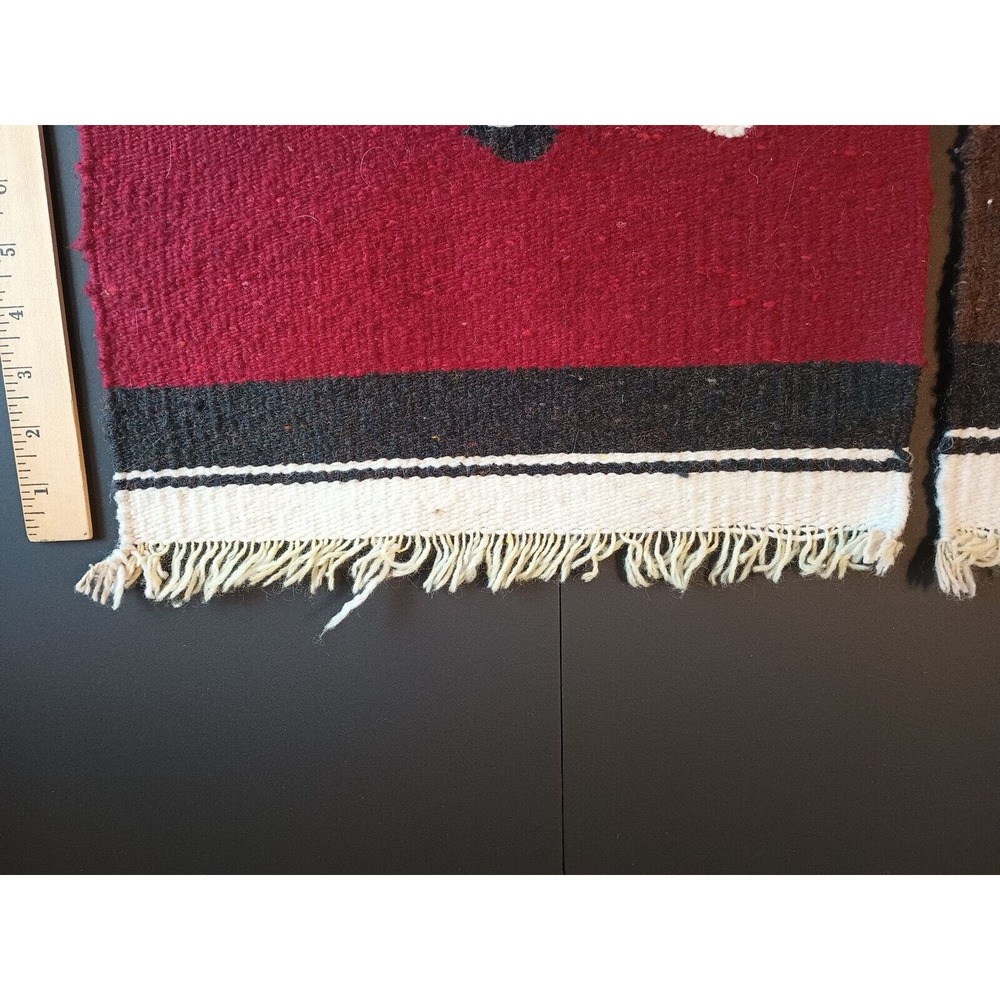 2 - Native Woven Wool Rug Place Mat Hanging with Bird 18" x 13" - Picture 9 of 10